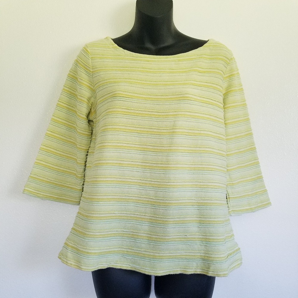 J. JILL COTTON RIBBED TEXTURED BLOUSE TOP